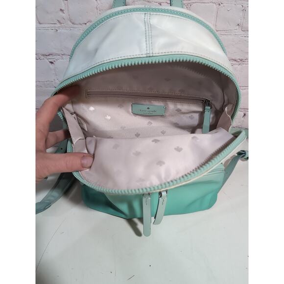 Kate Spade Karissa Backpack Purse Pre-owned Mint Green Ombre Nylon - Picture 14 of 15